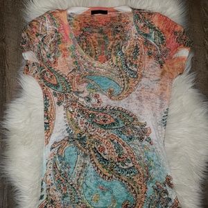 T Party Paisley Bling Embellished T-Shirt